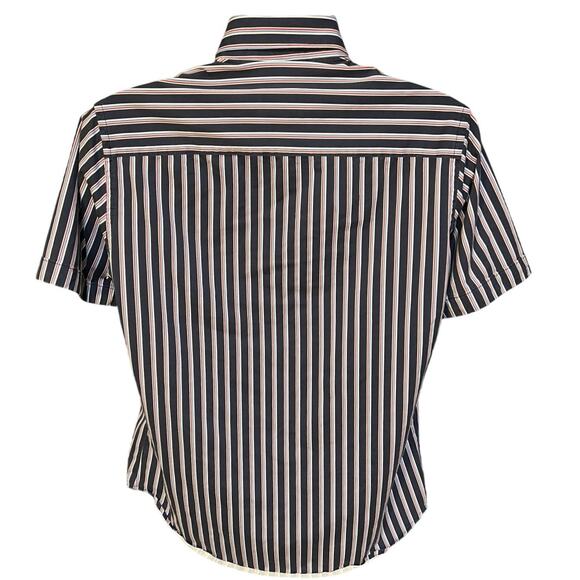 Bugatchi Blue and Red Striped Short Sleeve Comfort Stretch Button Down Size S - Picture 4 of 9